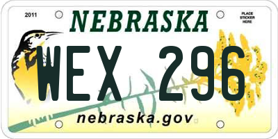 NE license plate WEX296
