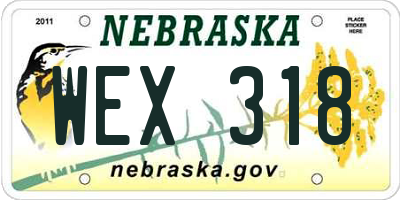 NE license plate WEX318