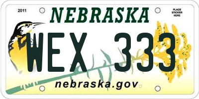 NE license plate WEX333