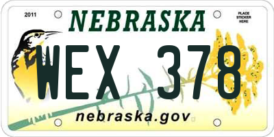 NE license plate WEX378