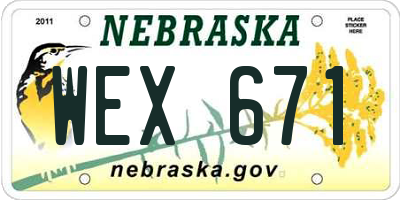 NE license plate WEX671