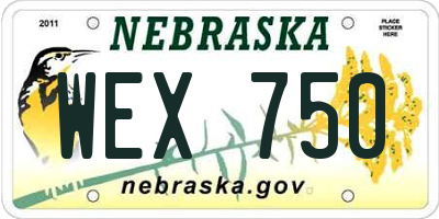 NE license plate WEX750