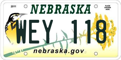 NE license plate WEY118