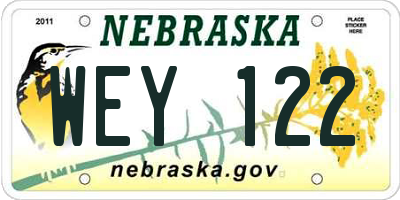 NE license plate WEY122