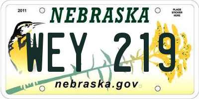 NE license plate WEY219