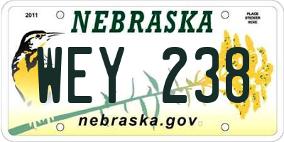 NE license plate WEY238
