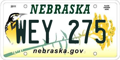 NE license plate WEY275