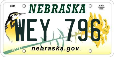 NE license plate WEY796