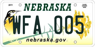 NE license plate WFA005