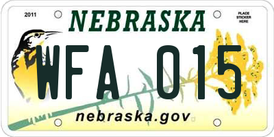 NE license plate WFA015
