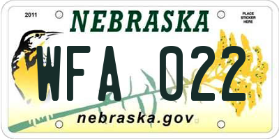 NE license plate WFA022