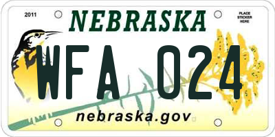 NE license plate WFA024