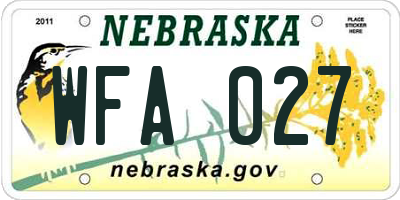 NE license plate WFA027
