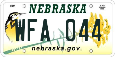 NE license plate WFA044