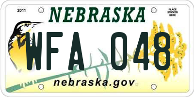 NE license plate WFA048