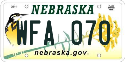 NE license plate WFA070