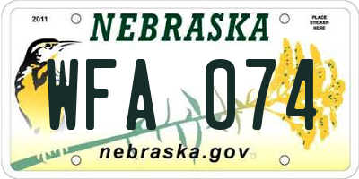 NE license plate WFA074