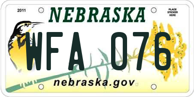 NE license plate WFA076