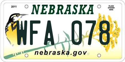 NE license plate WFA078