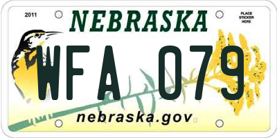 NE license plate WFA079