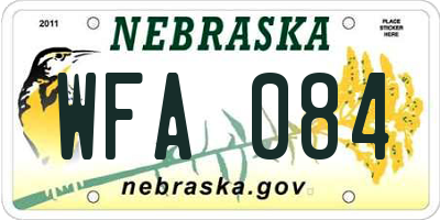NE license plate WFA084