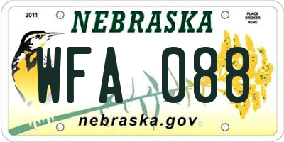 NE license plate WFA088