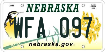 NE license plate WFA097