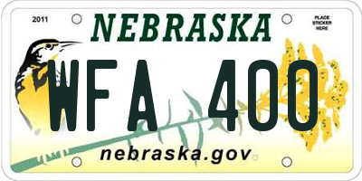 NE license plate WFA400