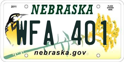 NE license plate WFA401
