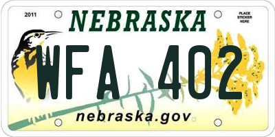 NE license plate WFA402