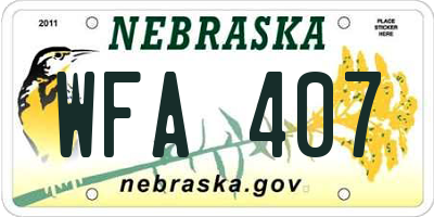 NE license plate WFA407