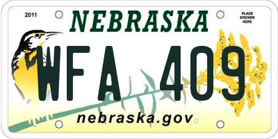 NE license plate WFA409