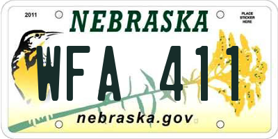 NE license plate WFA411