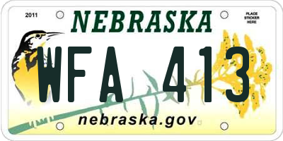 NE license plate WFA413