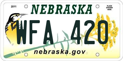 NE license plate WFA420