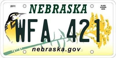 NE license plate WFA421