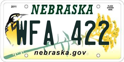 NE license plate WFA422