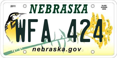 NE license plate WFA424