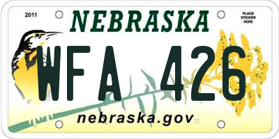 NE license plate WFA426
