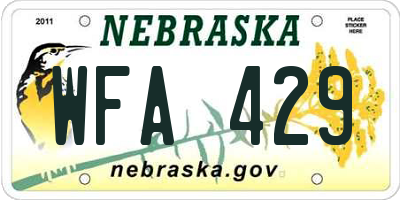 NE license plate WFA429