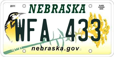 NE license plate WFA433