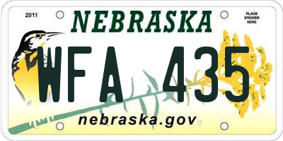 NE license plate WFA435