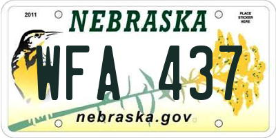 NE license plate WFA437