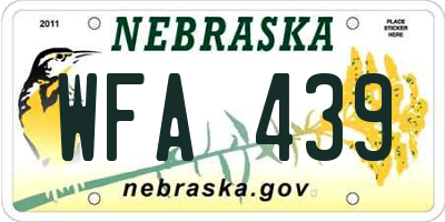 NE license plate WFA439