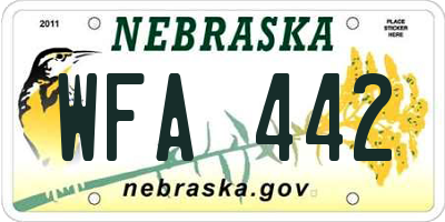 NE license plate WFA442