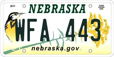 NE license plate WFA443