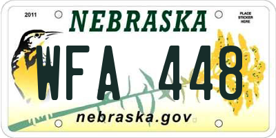 NE license plate WFA448