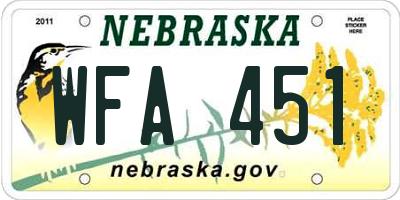 NE license plate WFA451