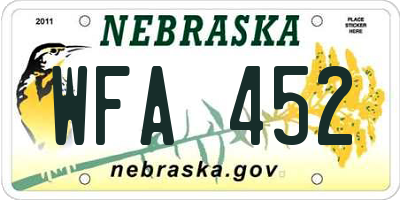 NE license plate WFA452