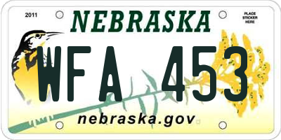 NE license plate WFA453